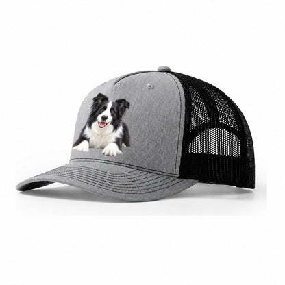 Border Collie Lying Down Top Breeds Trucker Hat – Sport Grey Black