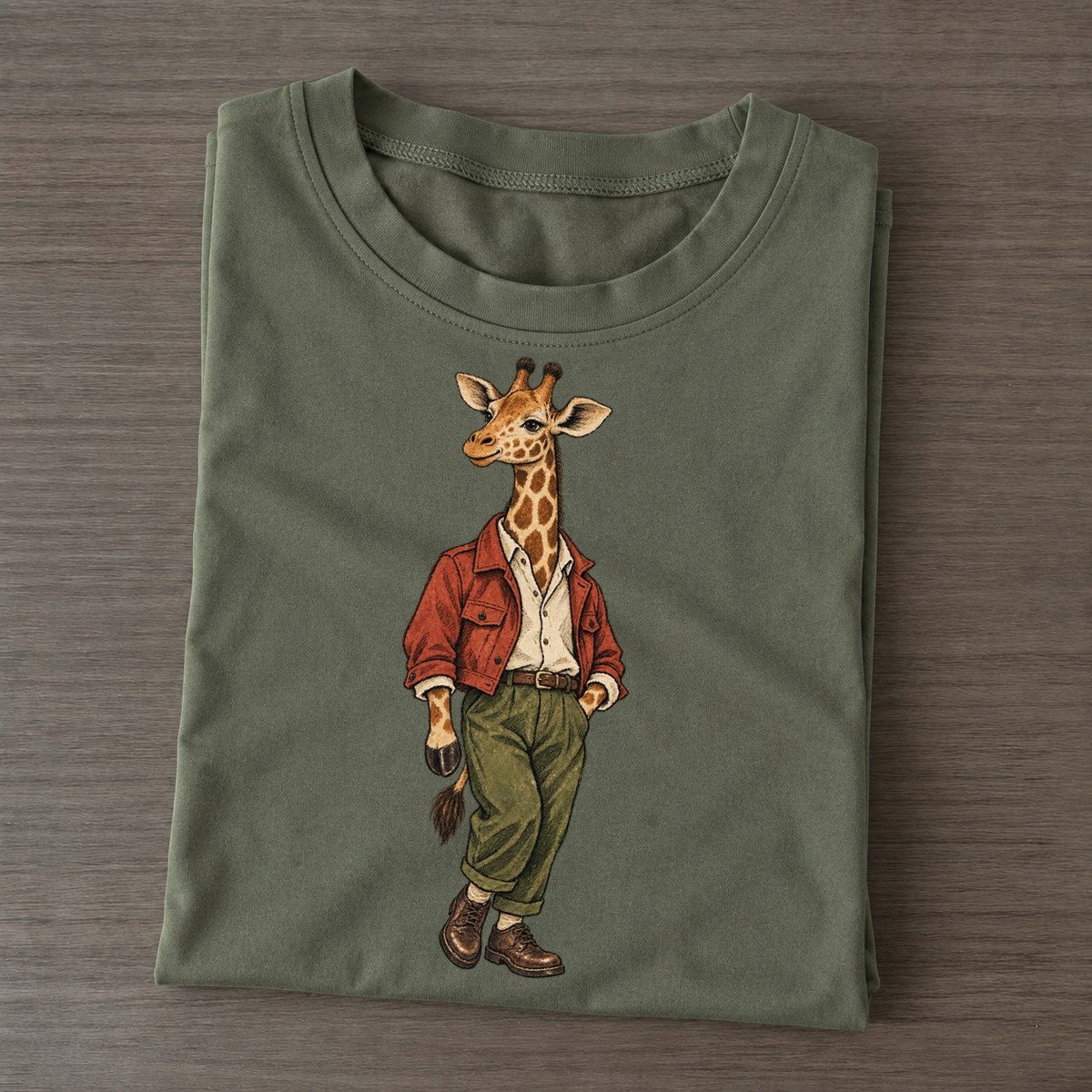 Giraffe Wardrobe Portrait Wild Wardrobe Portraits Classic T-shirt – Army Green