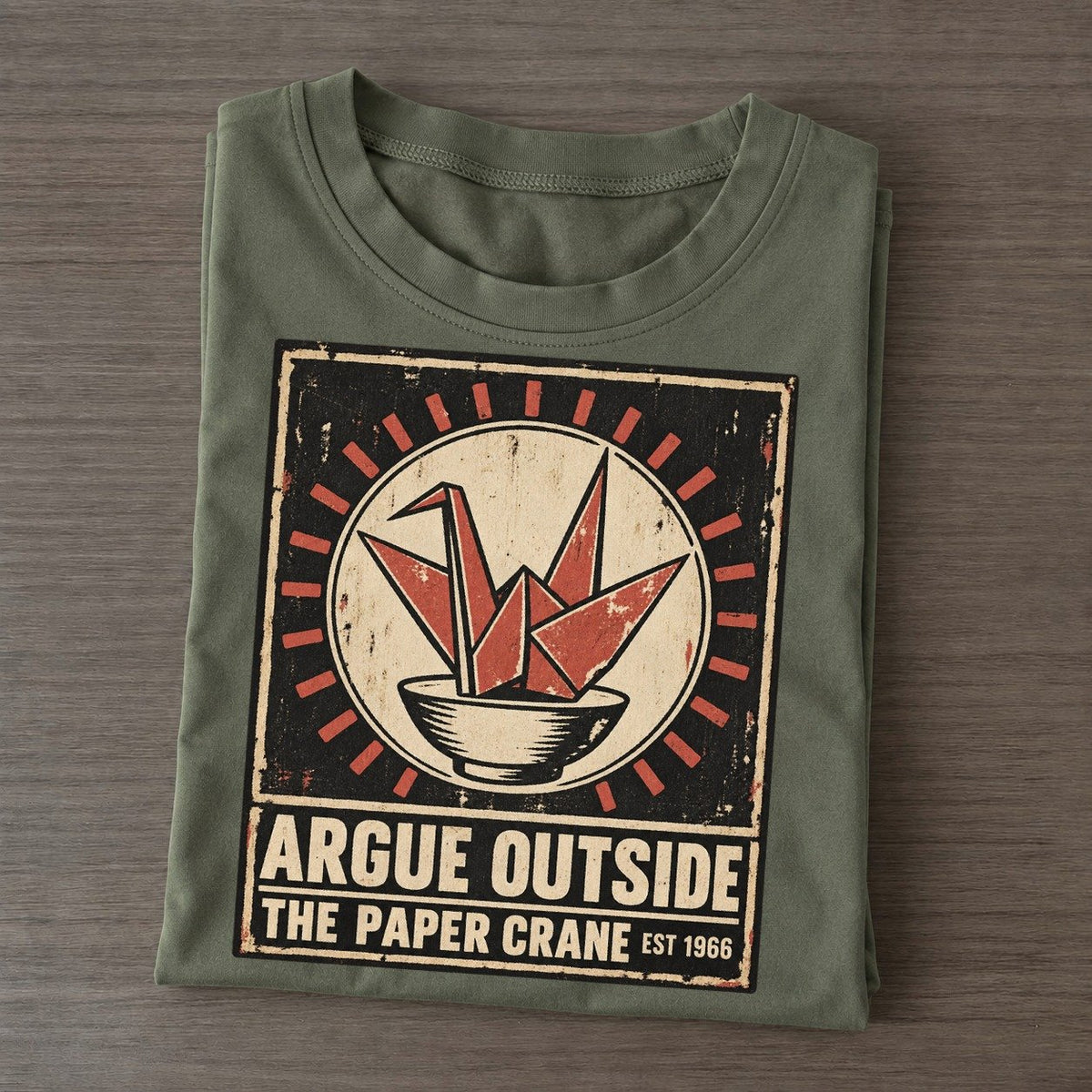 Paper Crane Bar Izakaya Rules Classic T-shirt – Army Green