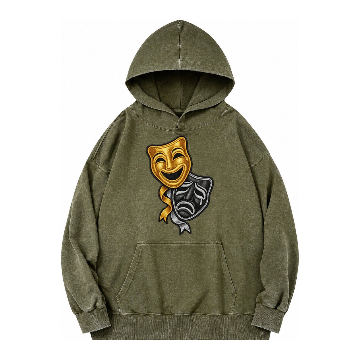 Broadway Masks Vintage Washed Hoodie – Army Green