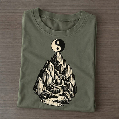 Daoist Mountain And Taijitu World Faiths Ink Figures Classic T-shirt – Army Green