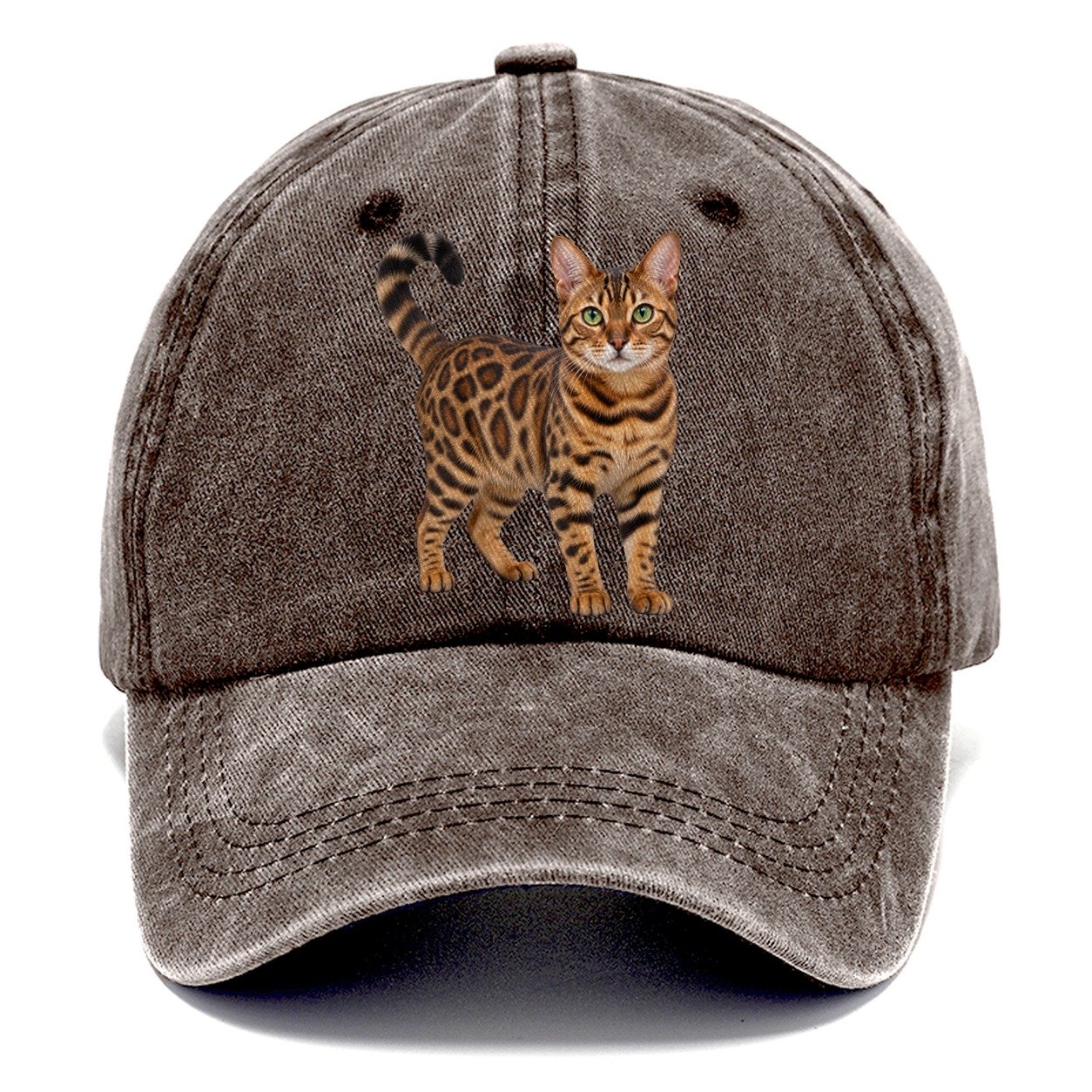 Bengal Standing Three Quarter Realistic Cat Portrait Classic Cap – Brown