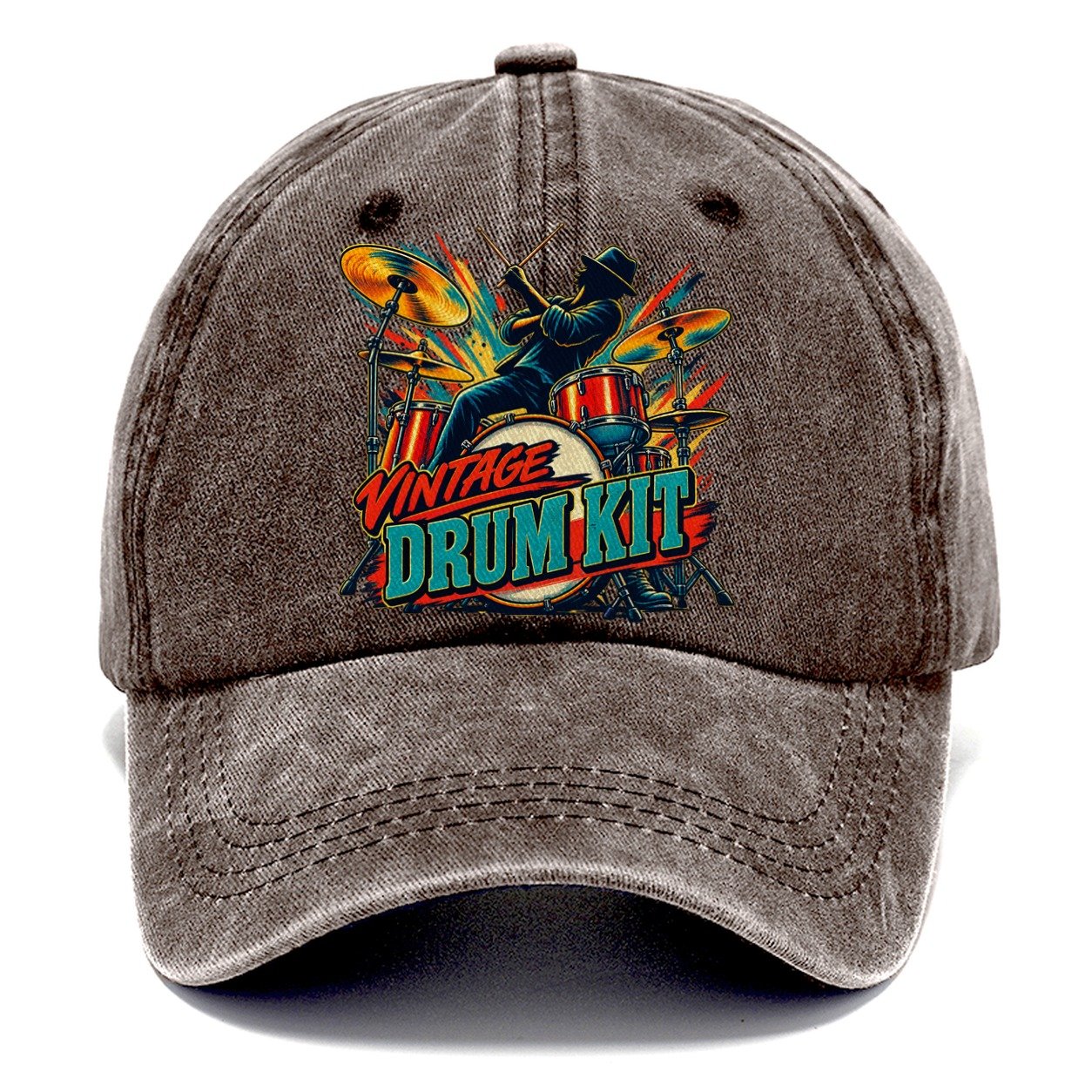 Vintage Drum Kit Music Instruments Classic Cap – Brown