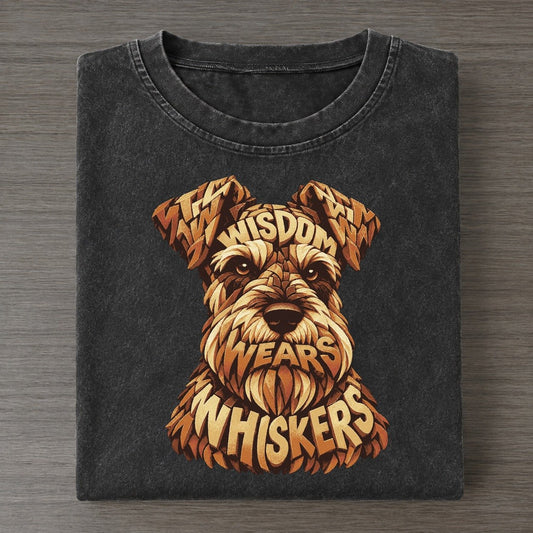 Schnauzer Muzzle Letter Sculpture Vintage T-shirt – Black