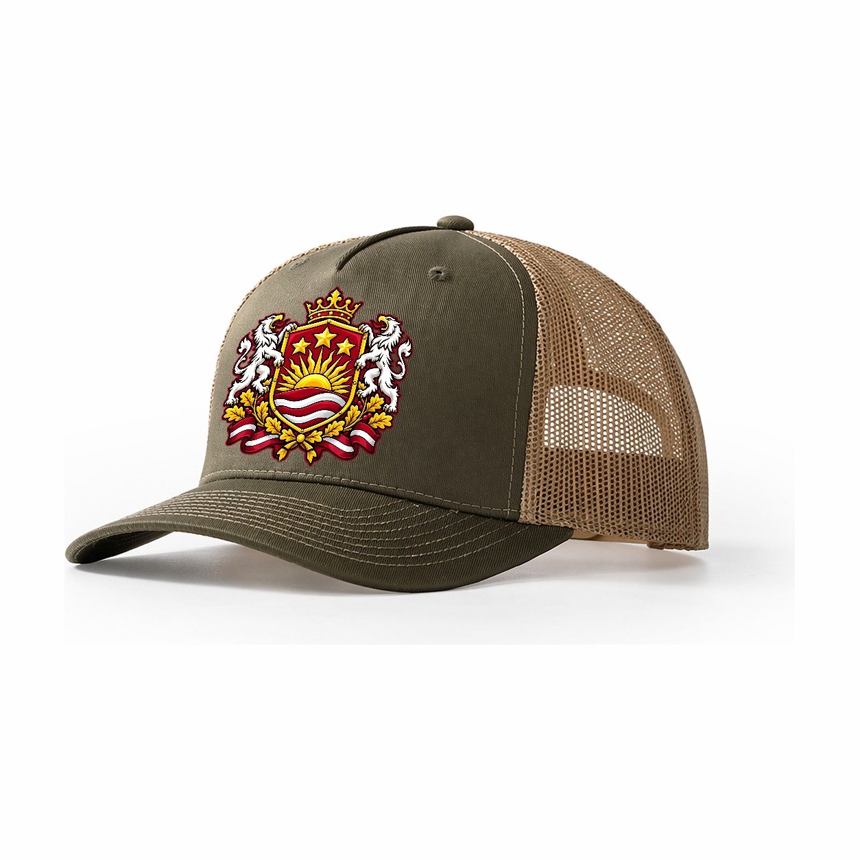 Latvia Heraldic Crest Country Logos Trucker Hat – Olive Khaki