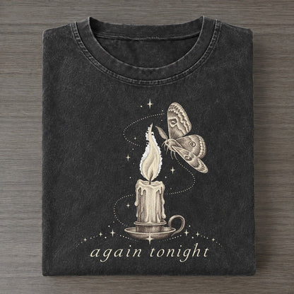 Moth To Flame Midnight Linework Vintage T-shirt – Black