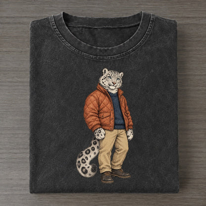Snow Leopard Wardrobe Portrait Wild Wardrobe Portraits Vintage T-shirt – Black