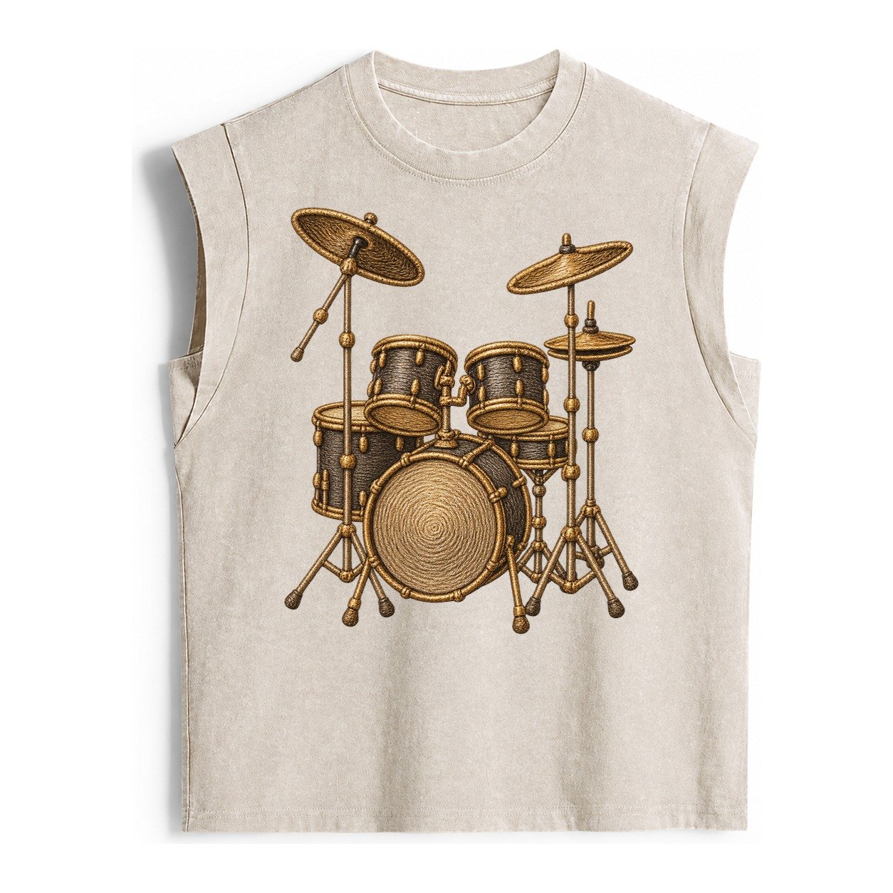 Drum Kit Vintage Washed Tank – Beige