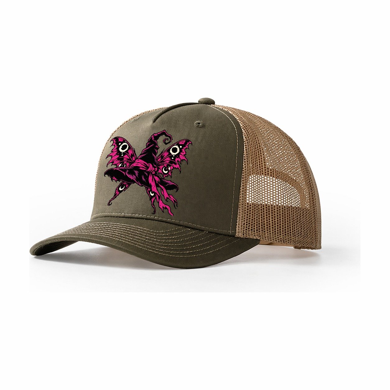 Moth Winged Witch Hat Witch Magic Trucker Hat – Olive Khaki