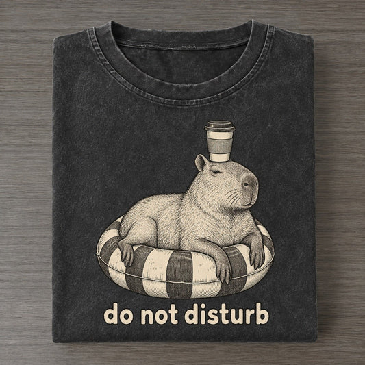 Capybara Do Not Disturb Unbothered Creatures Vintage T-shirt – Black
