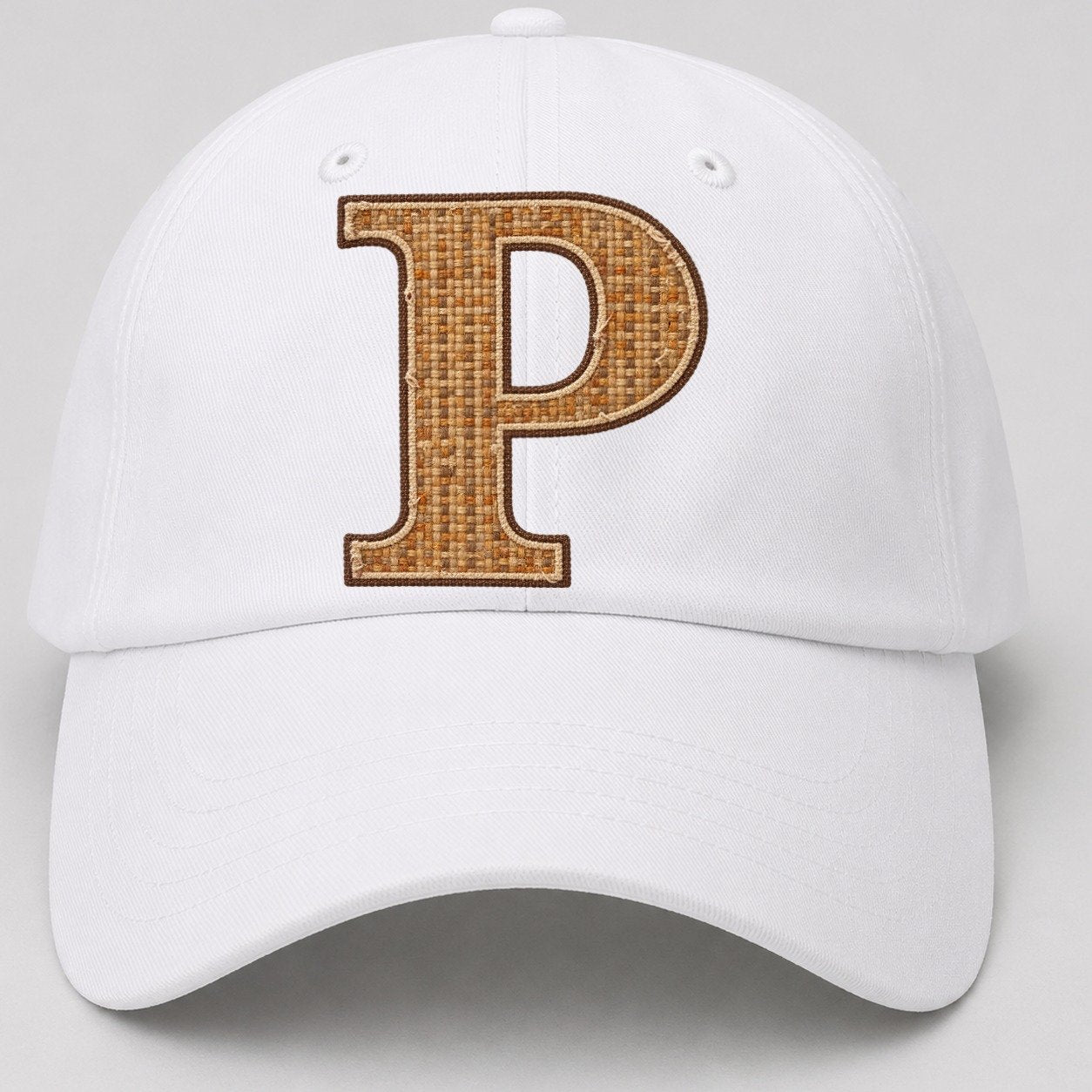 Woven Tweed P Monogram Baseball Cap – White