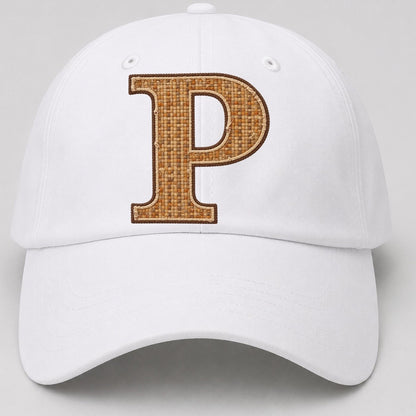 Woven Tweed P Monogram Baseball Cap – White