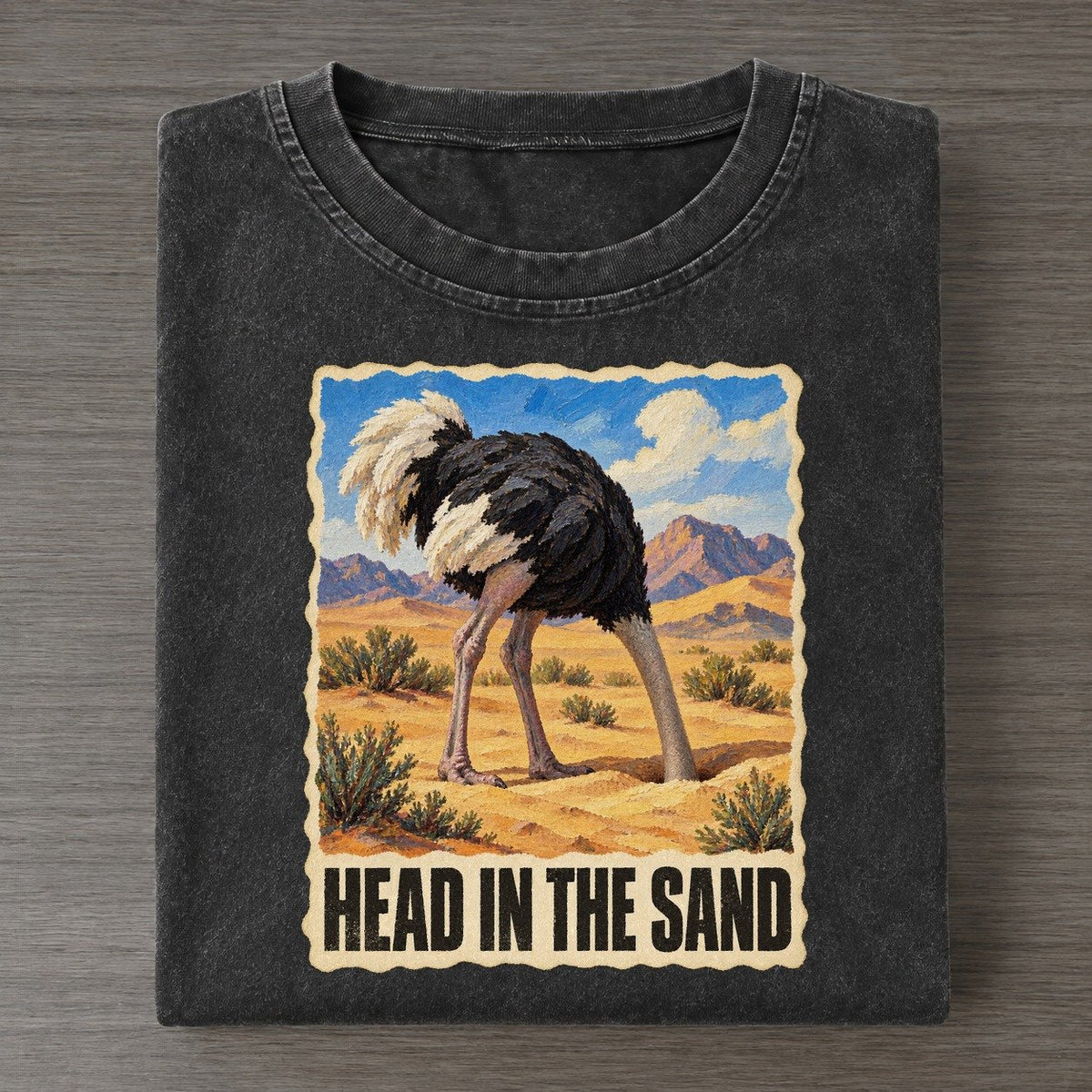Ostrich Head In The Sand Animal Puns Vol. 2 Vintage T-shirt – Black