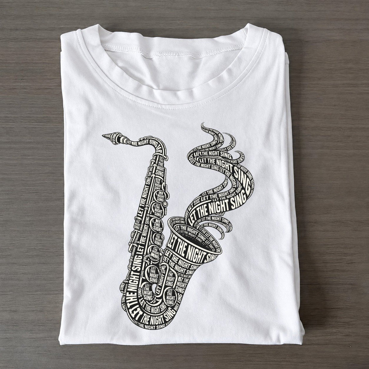 Jazz Horn Silhouette Phrase Silhouette Classic T-shirt – White