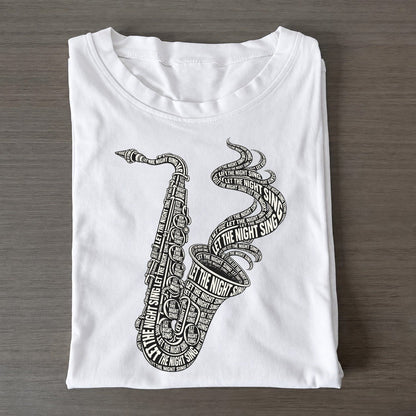 Jazz Horn Silhouette Phrase Silhouette Classic T-shirt – White