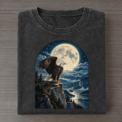 Eagle On The Cliff Moon Country Vintage T-shirt – Black