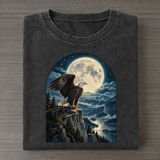 Eagle On The Cliff Moon Country Vintage T-shirt – Black