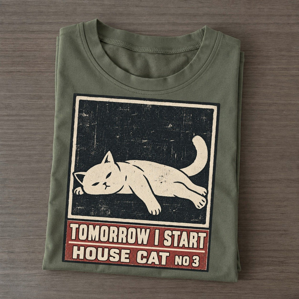 Tomorrow I Start Neko Says No Classic T-shirt – Army Green