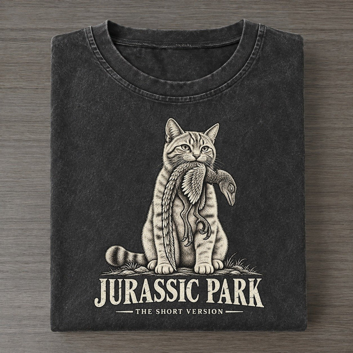 Jurassic Park Short Version Cats Vintage T-shirt – Black