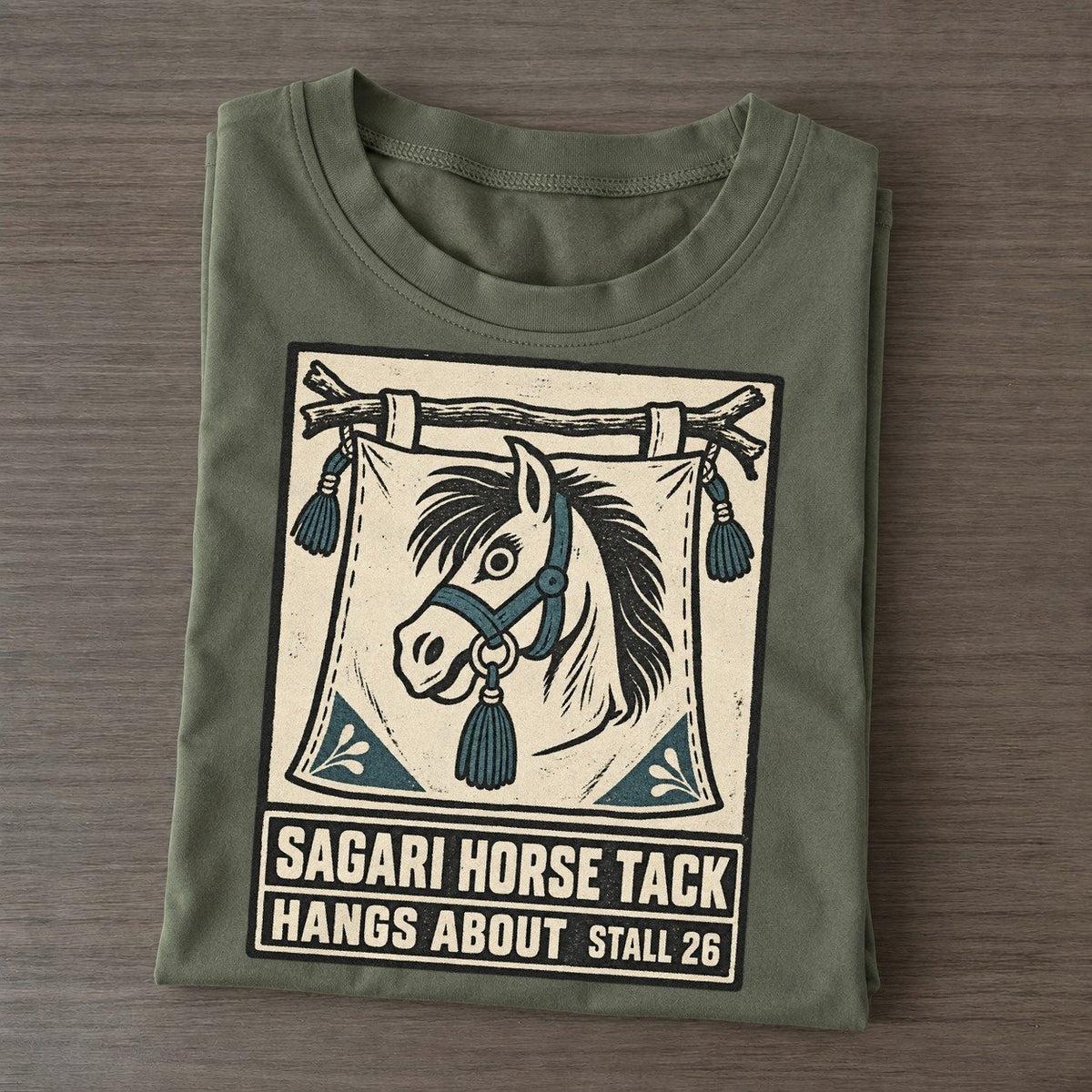 Sagari Horse Tack Yokai Night Market Classic T-shirt – Army Green