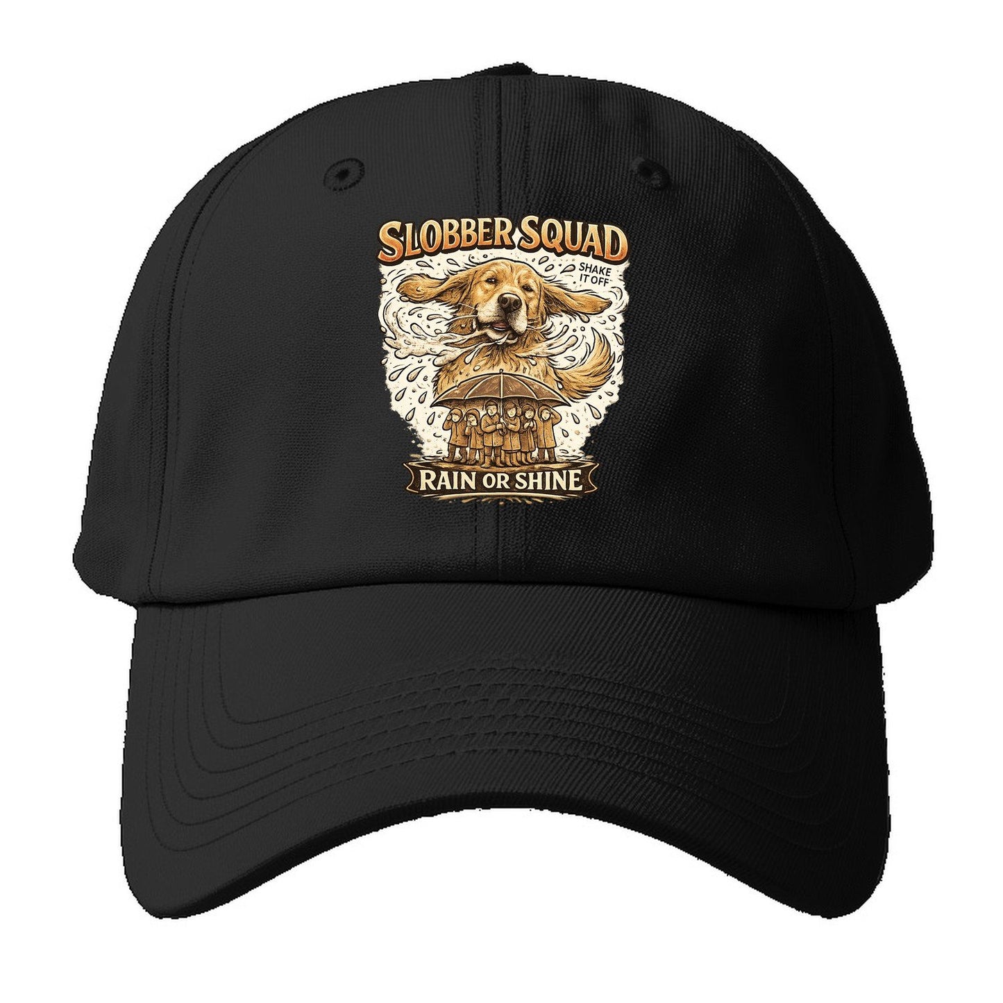 Golden Retriever Slobber Squad Baseball Cap – Black