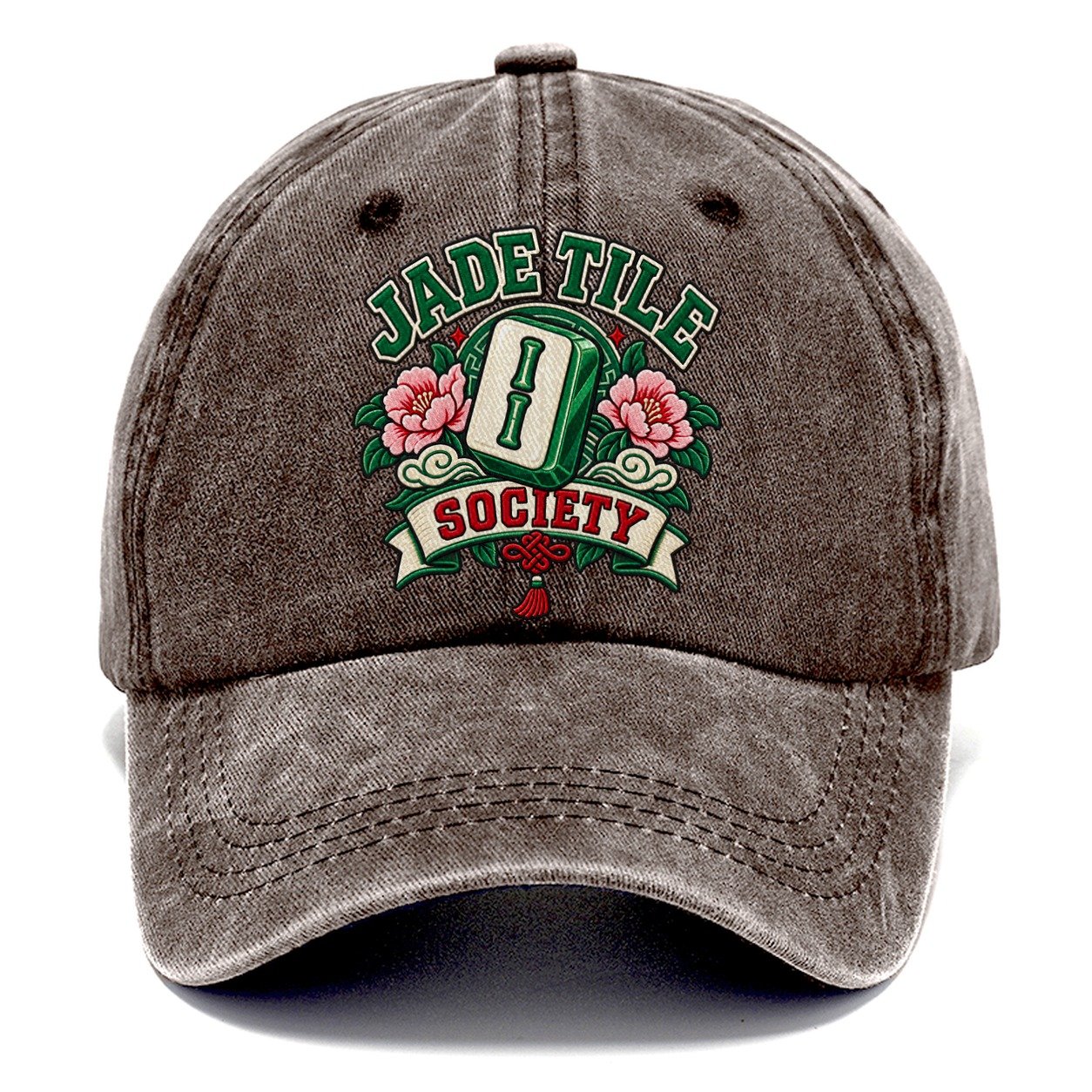 Jade Tile Society Mahjong Game Night Classic Cap – Brown