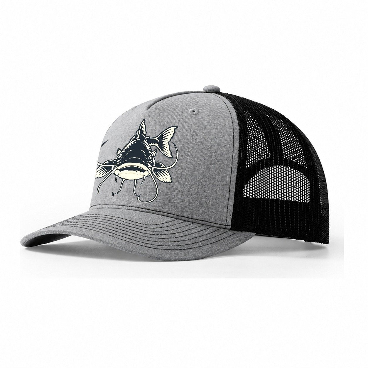 Catfish Whiskers Fishing Elegant Trucker Hat – Sport Grey Black