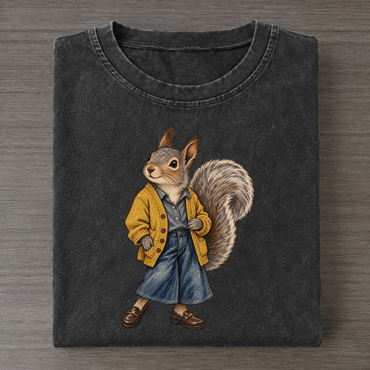 Gray Squirrel Wardrobe Portrait Wild Wardrobe Portraits Vintage T-shirt – Black