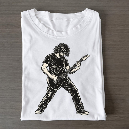 Electric Guitar Palm Muted Riff Global Music Ink Figures Classic T-shirt – White
