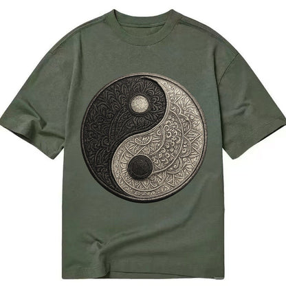 Mandala Yin Yang Pattern Classic T-shirt – Army Green