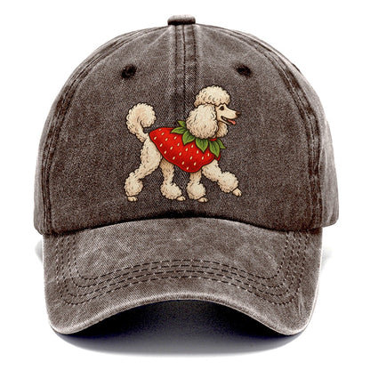 One Standard Poodle In Halloween Costume Strawberry Costume With A Green Leafy Collar Halloween Dog Parade Classic Cap – Brown