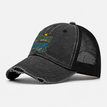 Retirement Plan Fishing Retired Living Washed Trucker Hat – Black