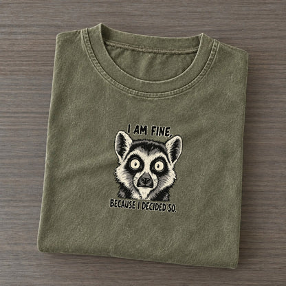 I Am Fine Feral Logic Vintage T-shirt – Army Green