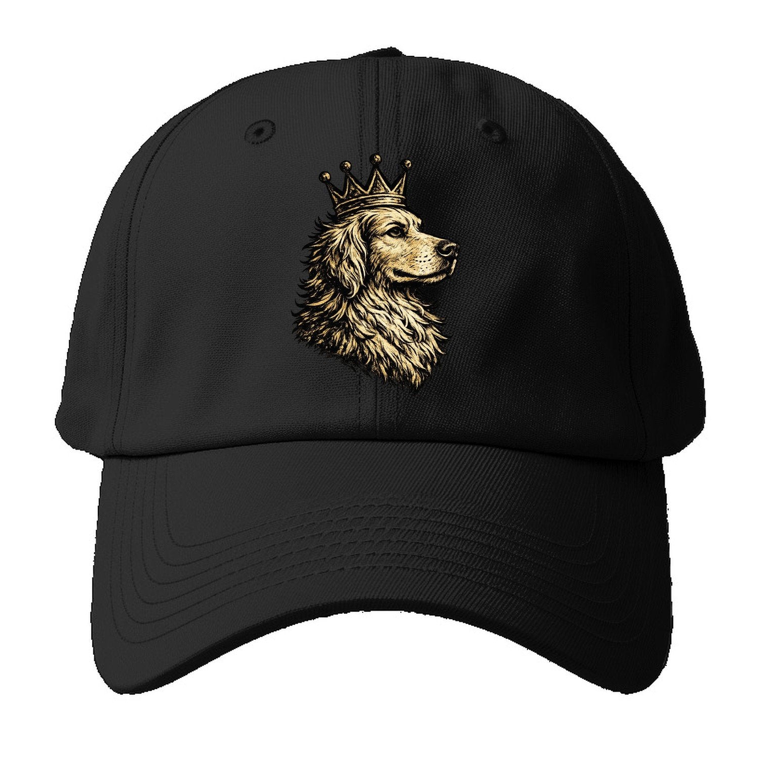 Golden Retriever Crown Portrait Baseball Cap – Black