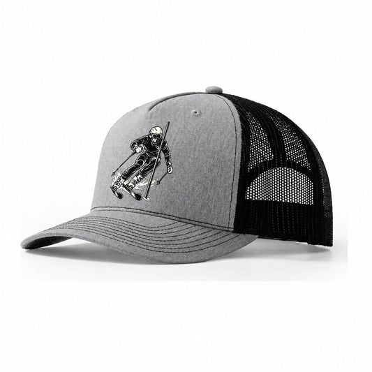 Alpine Skier Slalom Carve Global Sports Ink Figures Trucker Hat – Sport Grey Black