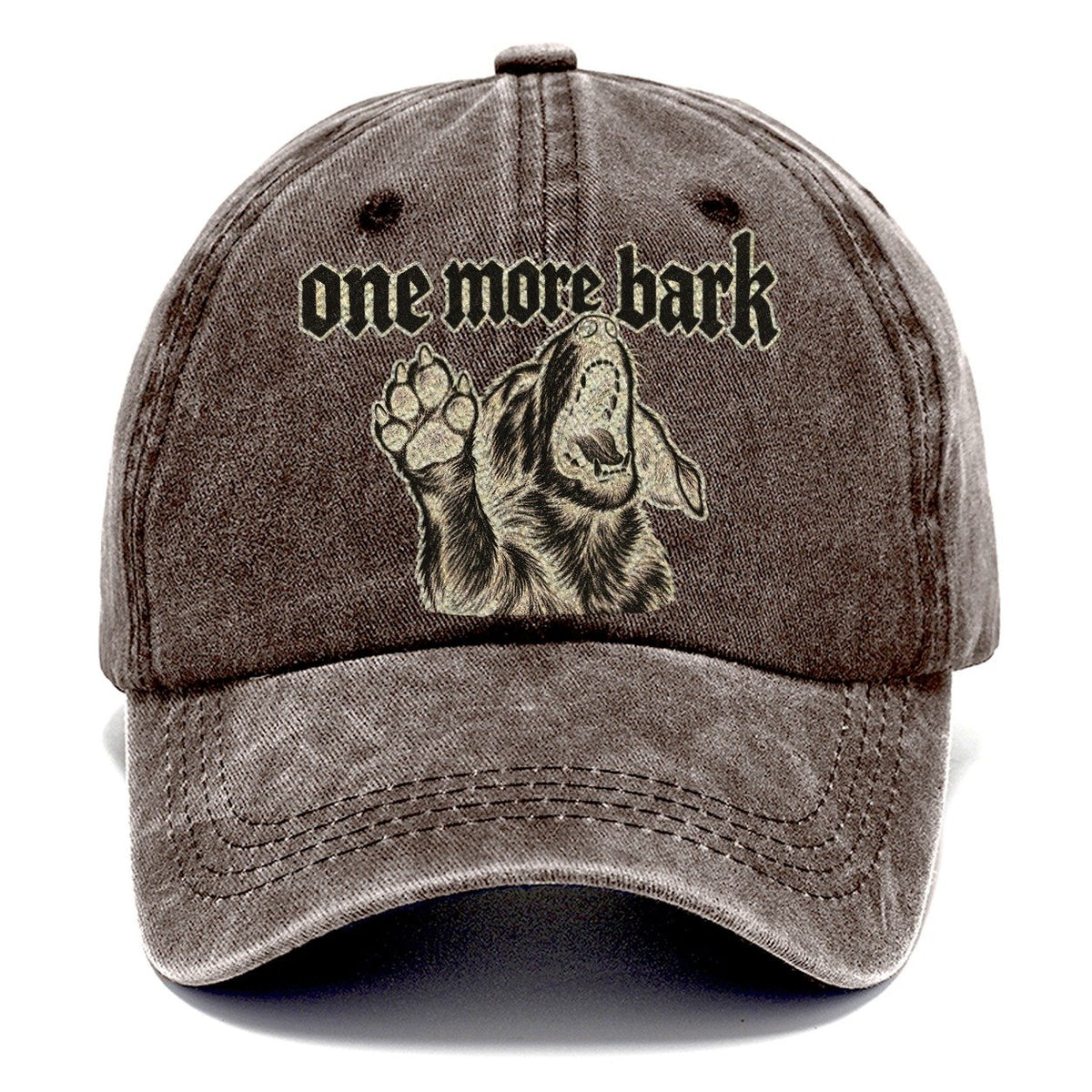 A Dog Head Mid Howl With One Front Paw Raised To The Viewer Bark For Me Classic Cap – Brown