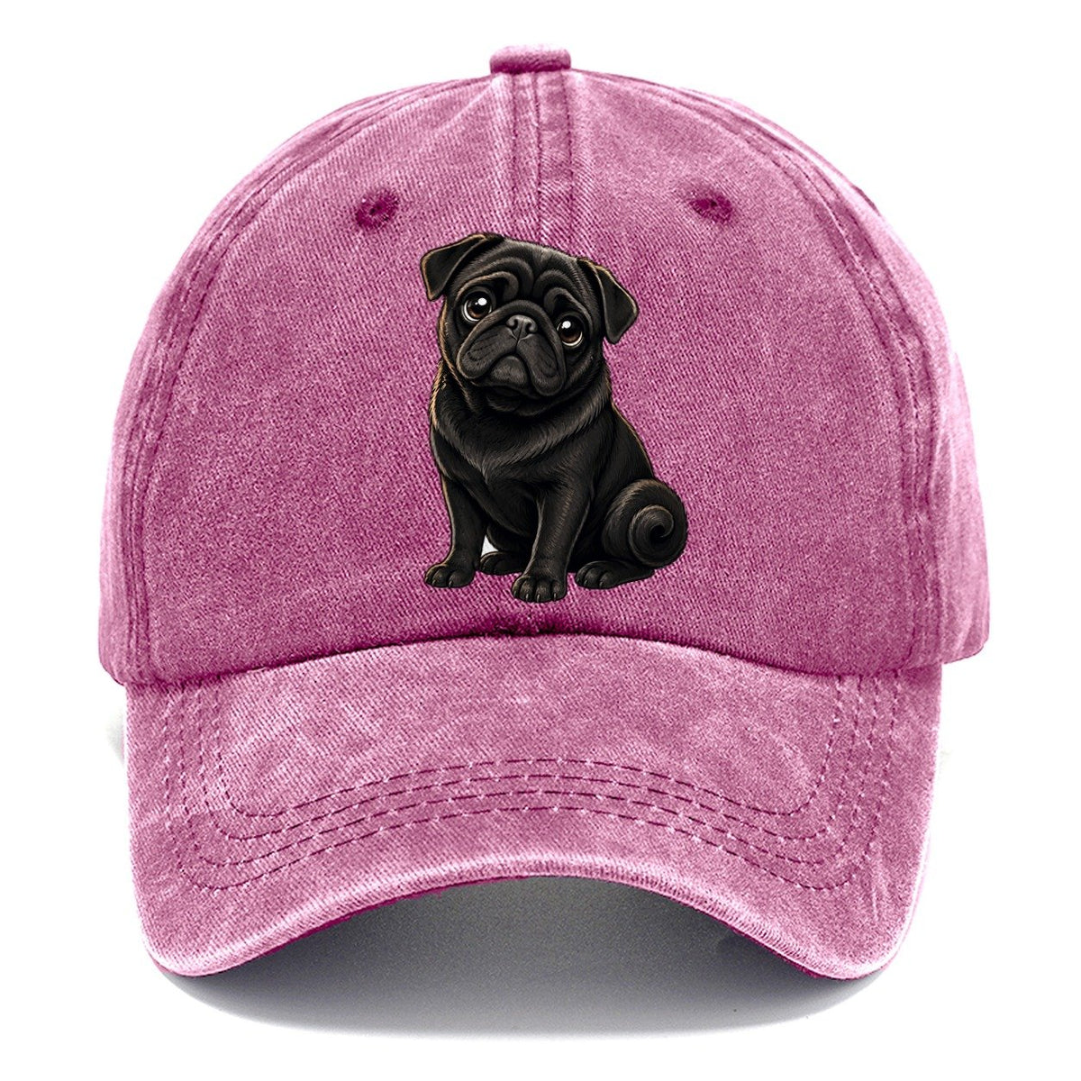 Black Pug Portrait Classic Cap – Dusty Rose