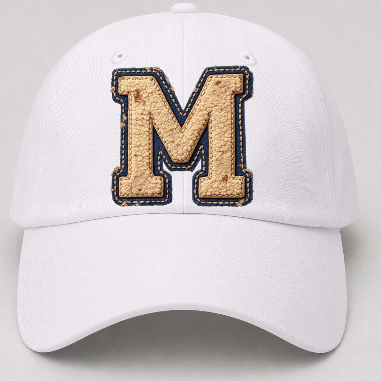 Varsity Chenille M Monogram Baseball Cap – White