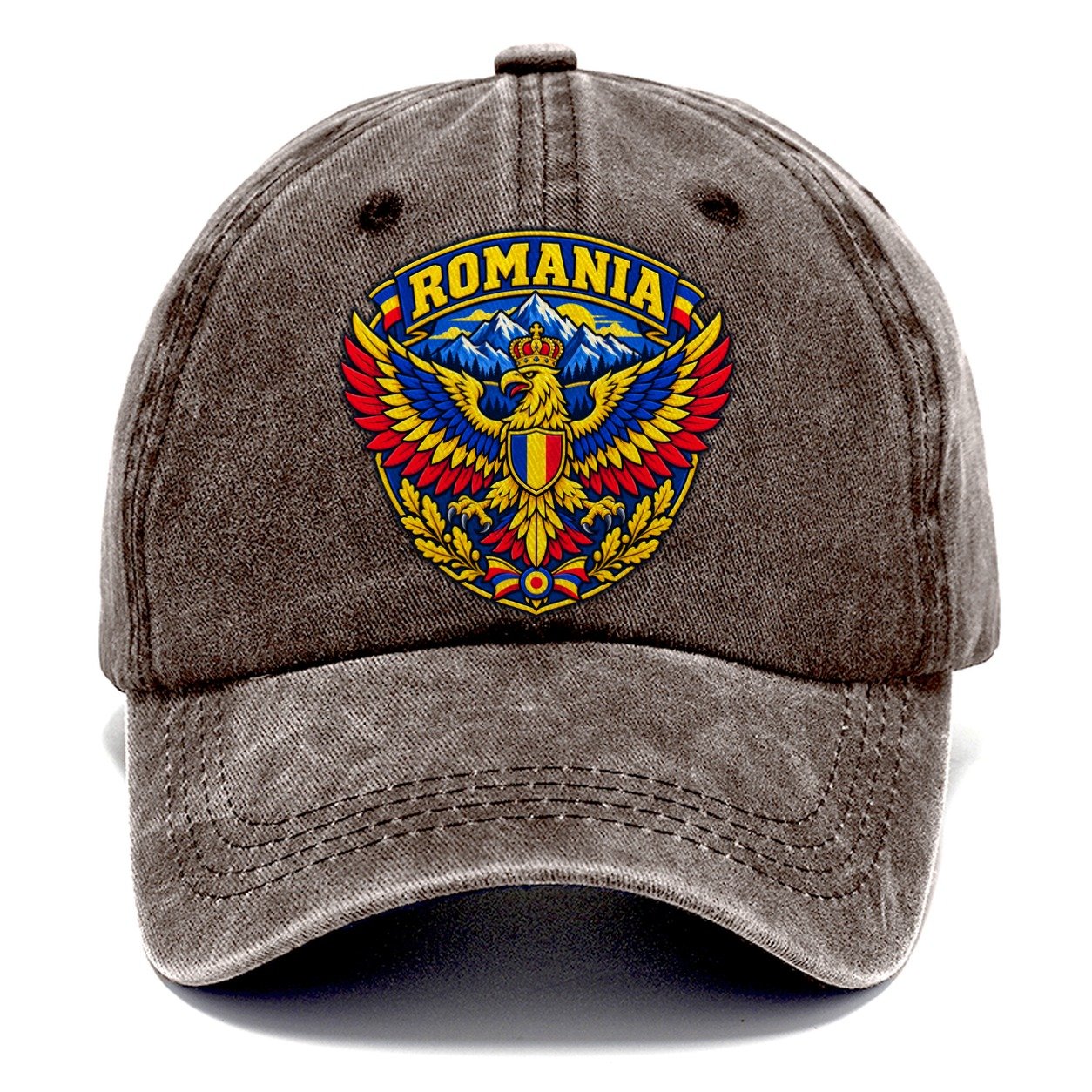 Romania Retro Badge Country Logos Classic Cap – Brown
