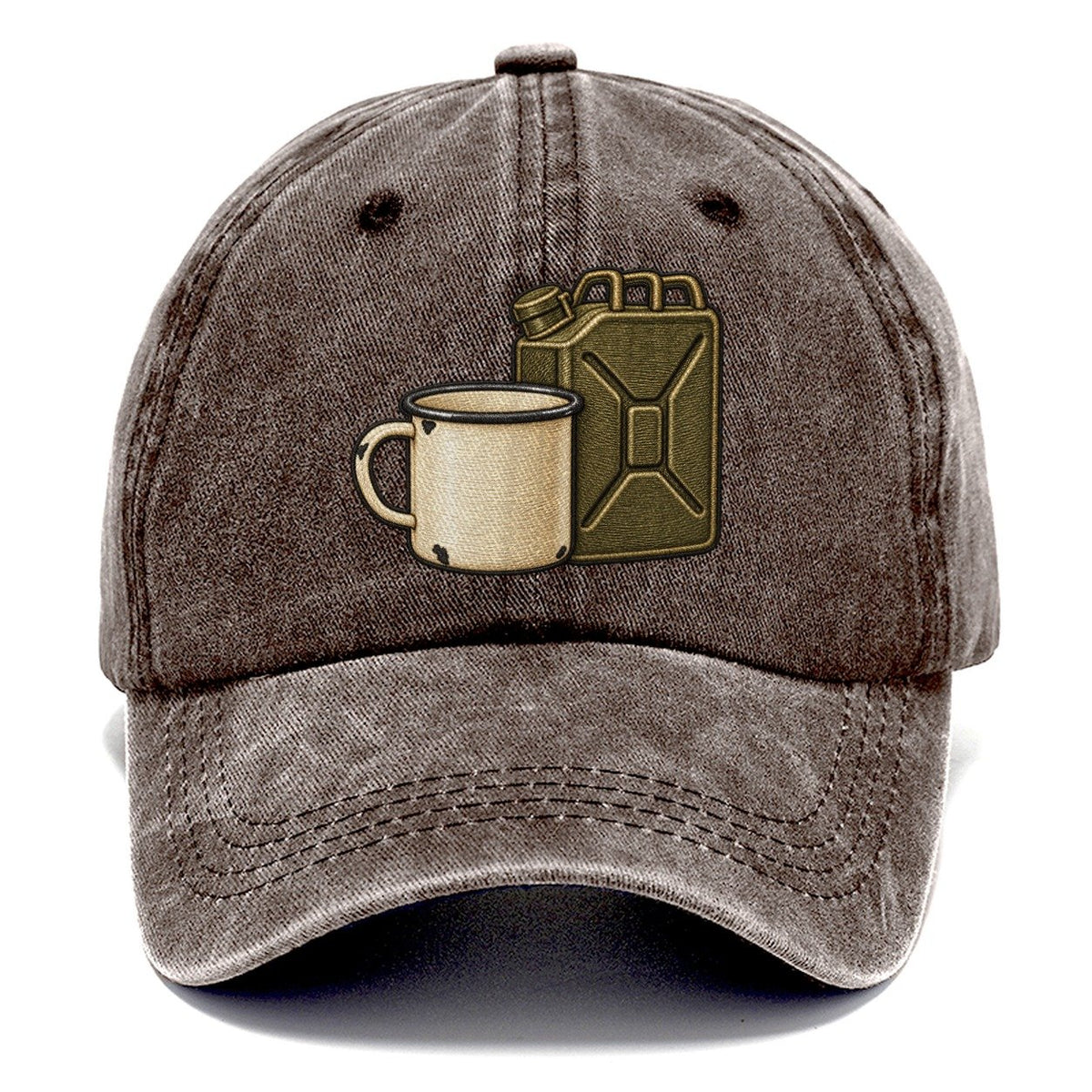 Enamel Camp Mug And Fuel Can Off Roading And Overlanding Classic Cap – Brown