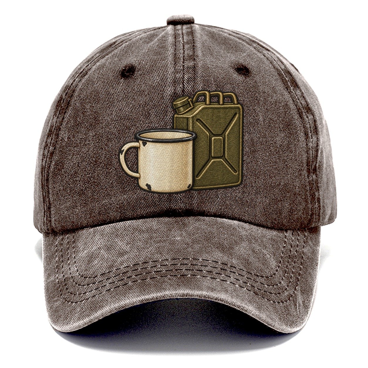 Enamel Camp Mug And Fuel Can Off Roading And Overlanding Classic Cap – Brown