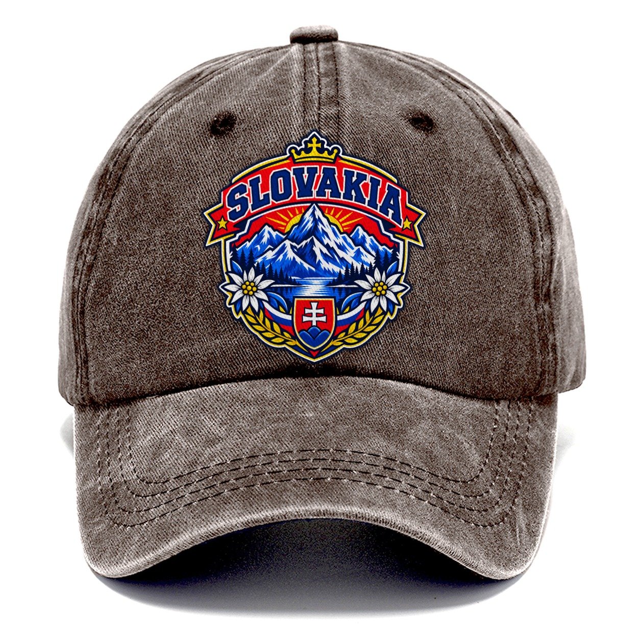Slovakia Retro Badge Country Logos Classic Cap – Brown