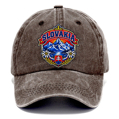 Slovakia Retro Badge Country Logos Classic Cap – Brown