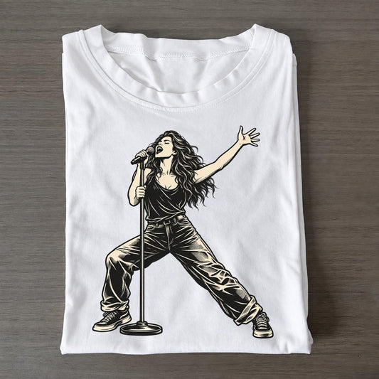 Singer Mic Stand Crescendo Global Music Ink Figures Classic T-shirt – White
