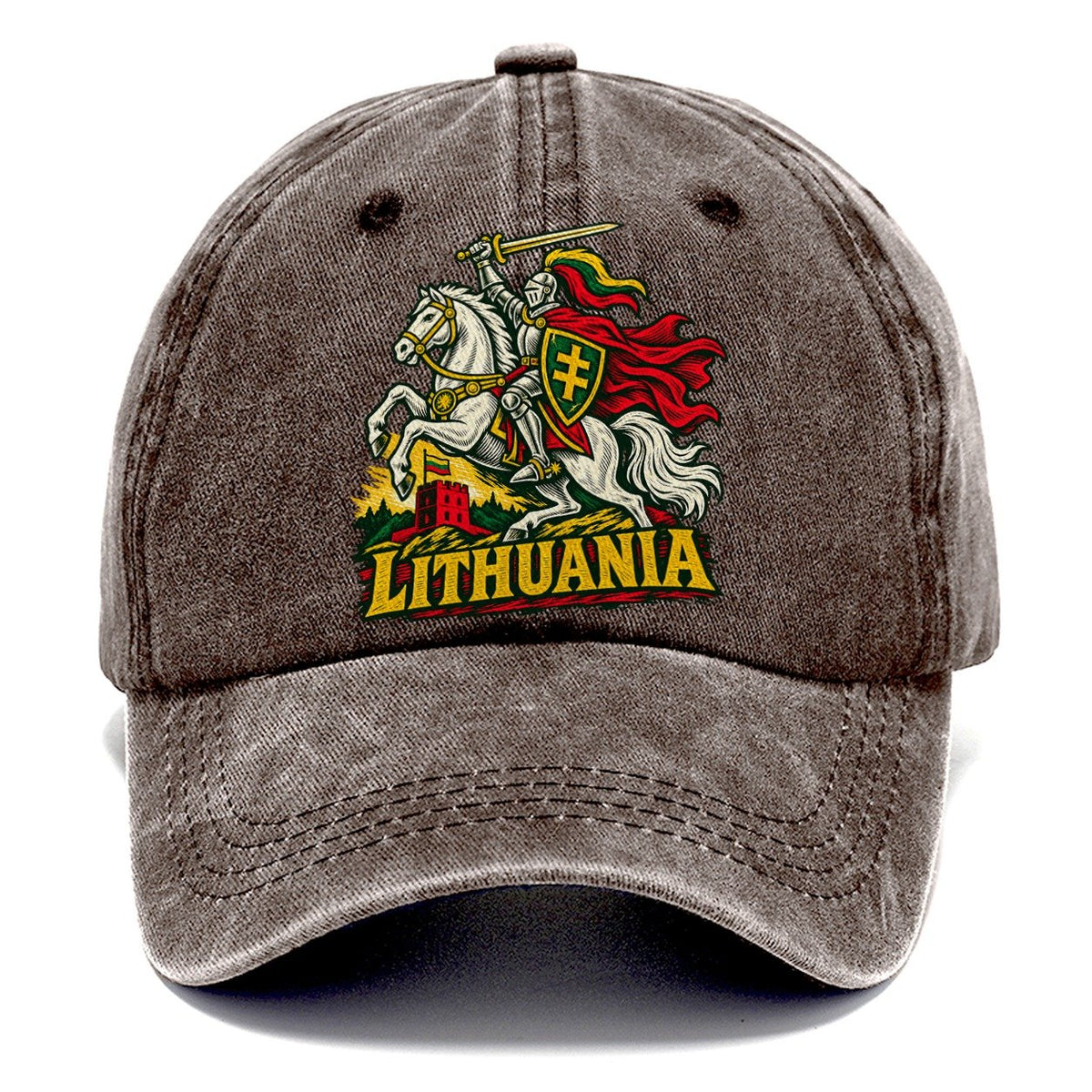 Lithuania Woodcut Badge Classic Cap – Brown