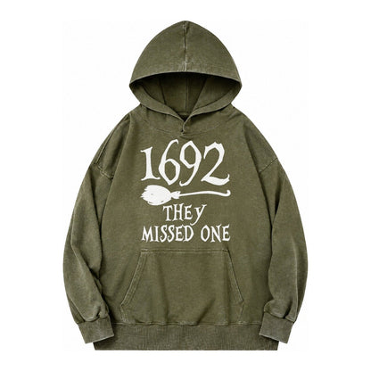 1692 They Missed One Vintage Washed Hoodie – Army Green