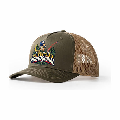 Hitting A Provisional Golf Life Trucker Hat – Olive Khaki