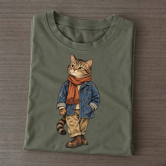 Domestic Cat Wardrobe Portrait Wild Wardrobe Portraits Classic T-shirt – Army Green