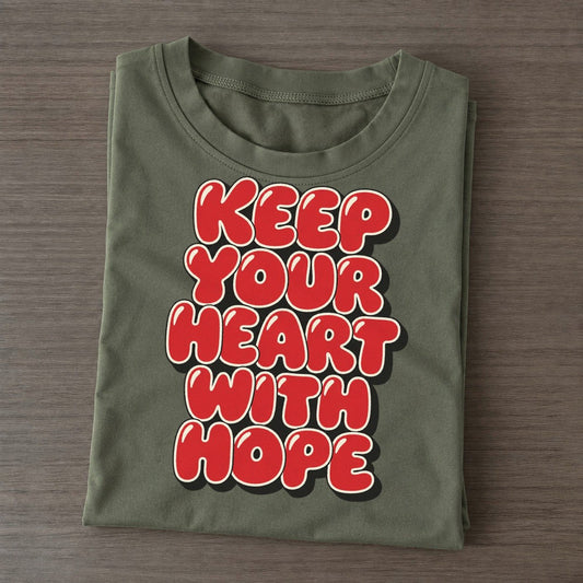 Keep Your Heart With Hope Sunday Puff Classic T-shirt – Army Green