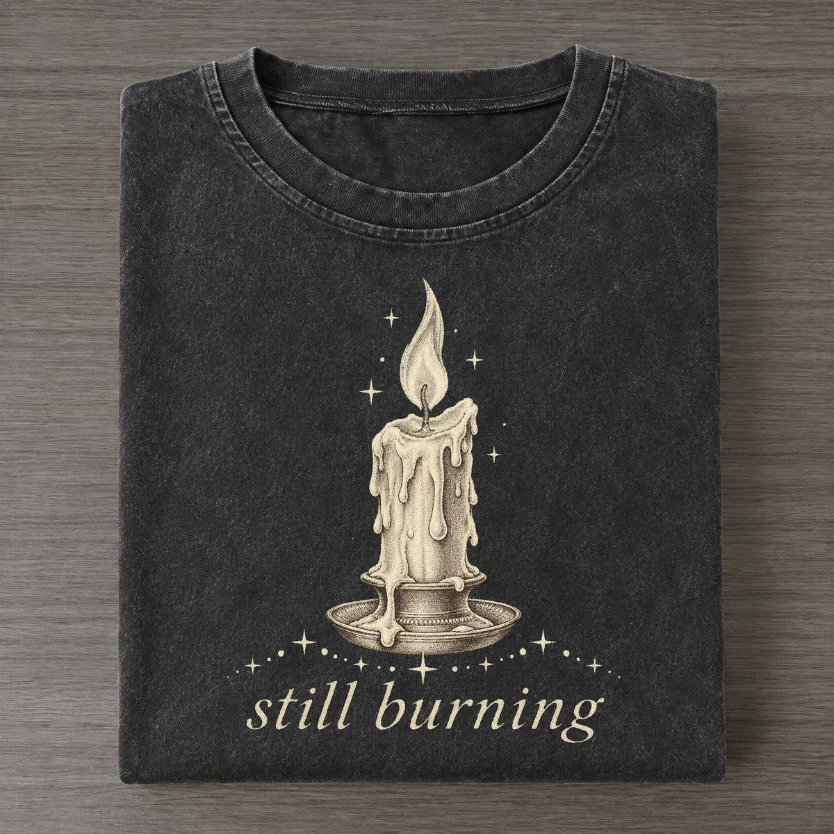 Candle Midnight Linework Vintage T-shirt – Black